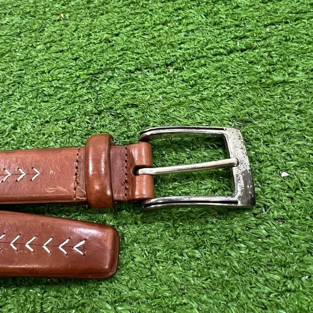 Johnston & Murphy Casual Dress Belt SZ‎ 36 Brown Leather Golf Baseball Stitching